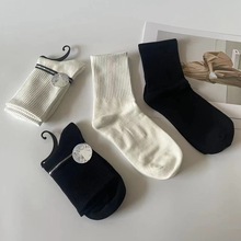 大苌巾SD-8103女士时尚休闲袜黑色白色中筒袜简约四季女袜批发