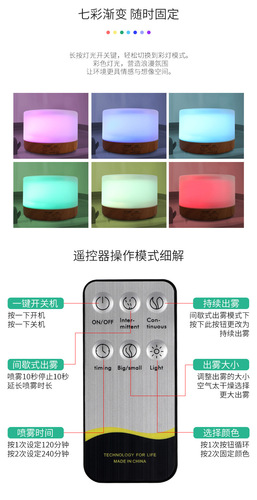 Cross-border cylindrical wood grain new 500ml aroma diffuser humidifier wholesale spray machine for home office