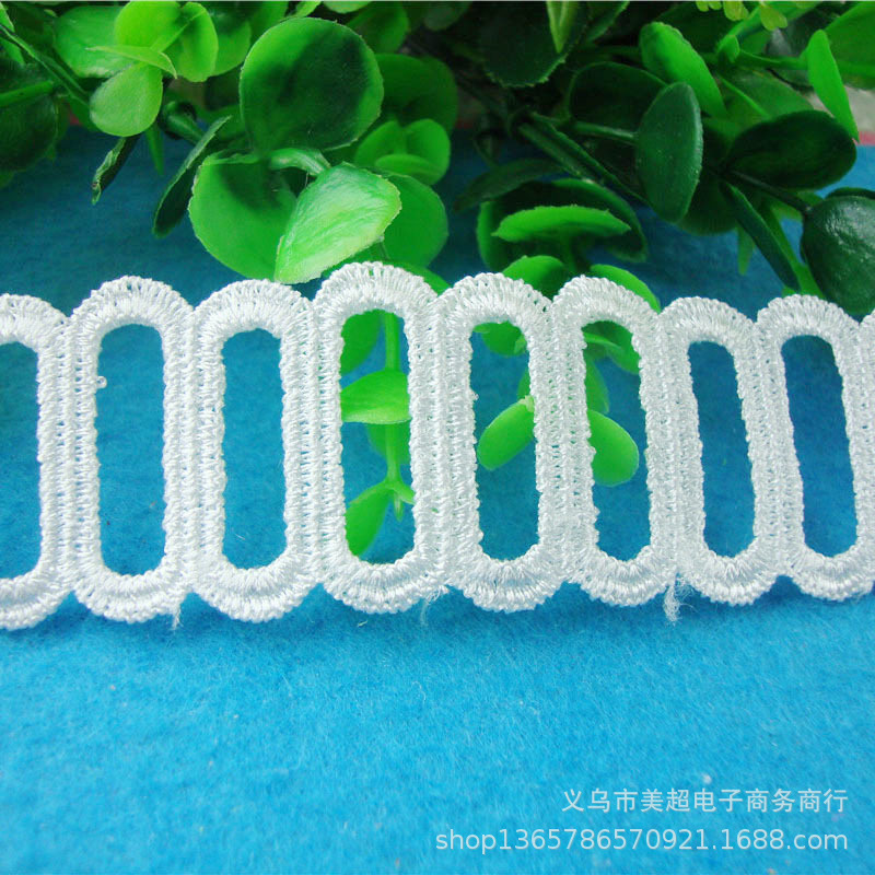白色水溶镂空花边圆形规则刺绣花边服饰家纺沙发垫DIY手工辅料