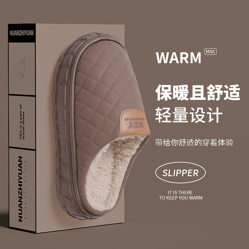 Теплый край хлопчатобумажных тапочек мужские толстые подошвы