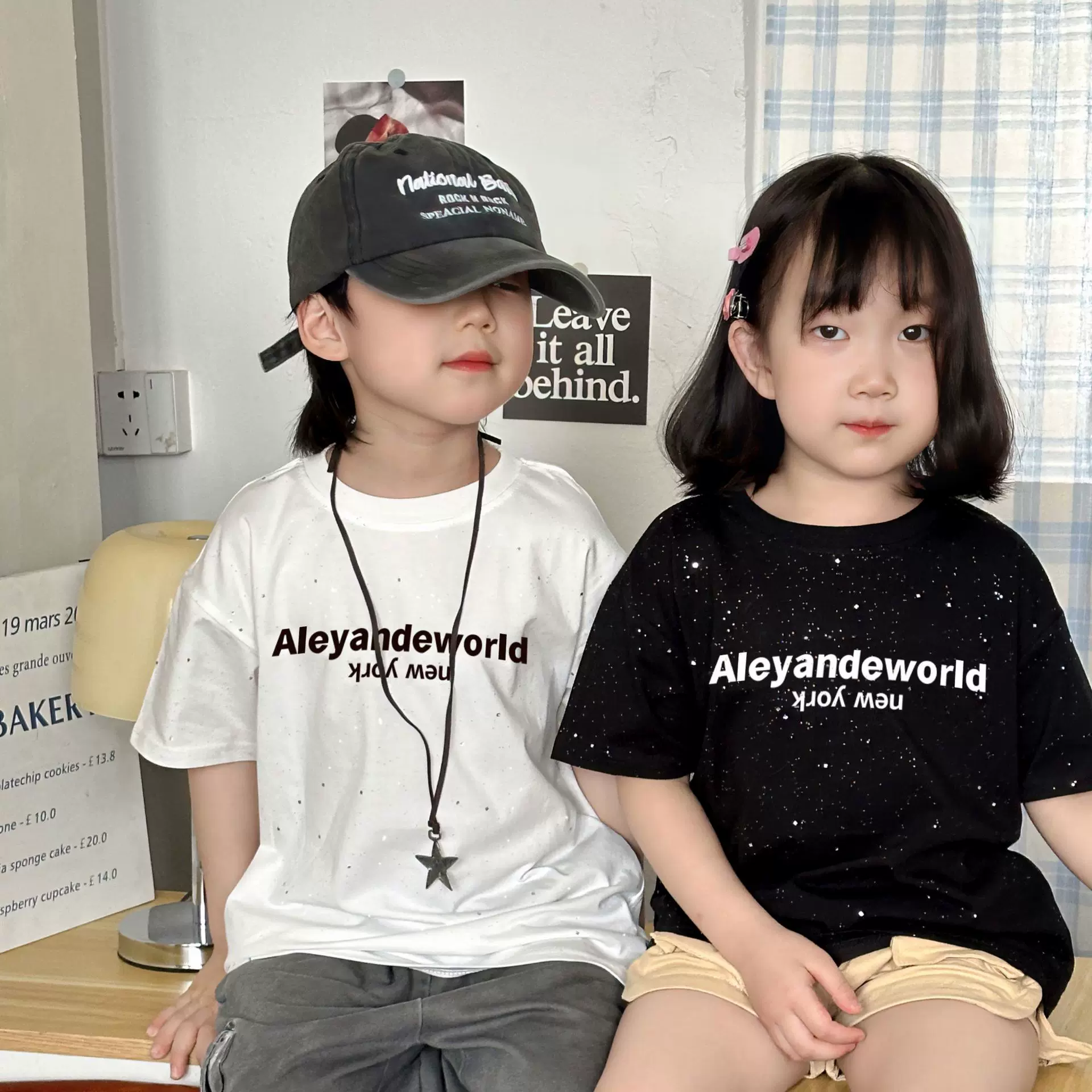 男女童夏季短袖T恤潮酷儿童洋气上衣宽松时髦半袖薄凉感透气亲子