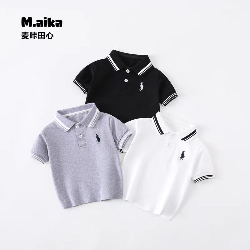 803 Children's Polo Shirt, Short Sleeve, Breathable, Simple, Pure Cotton T-Shirt, Premium Summer Top, Stylish Embroidered Collar