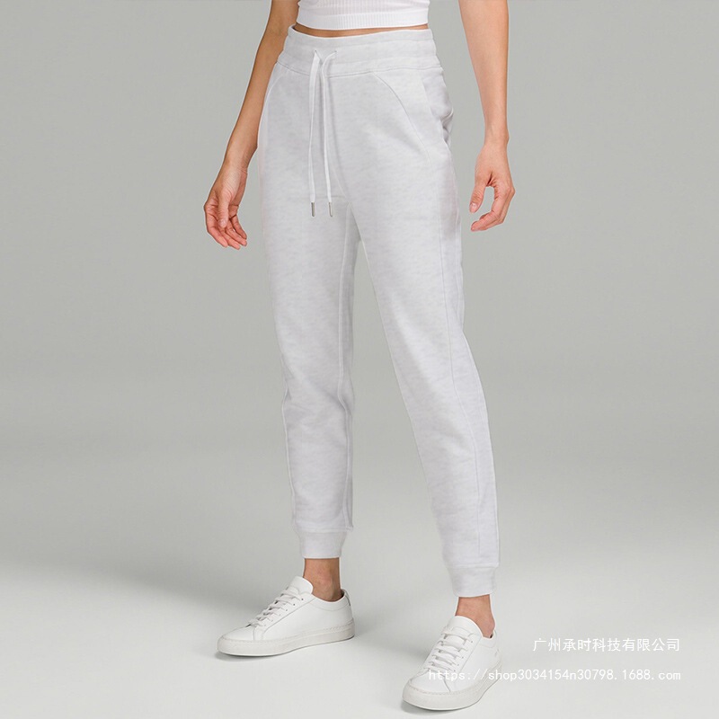 Lulu Yoga Wear Autumn and Winter Women's High-Waisted Sports Pants Pure Cotton Drawstring Fleece-Lined Sweatshirt Pants Fitness Jogging Leisure Lulu Yoga Wear Autumn and Winter Women's High-Waisted Sports Pants Pure Cotton Drawstring Fleece-Lined Sweatshirt Pants Fitness Jogging Leisure
