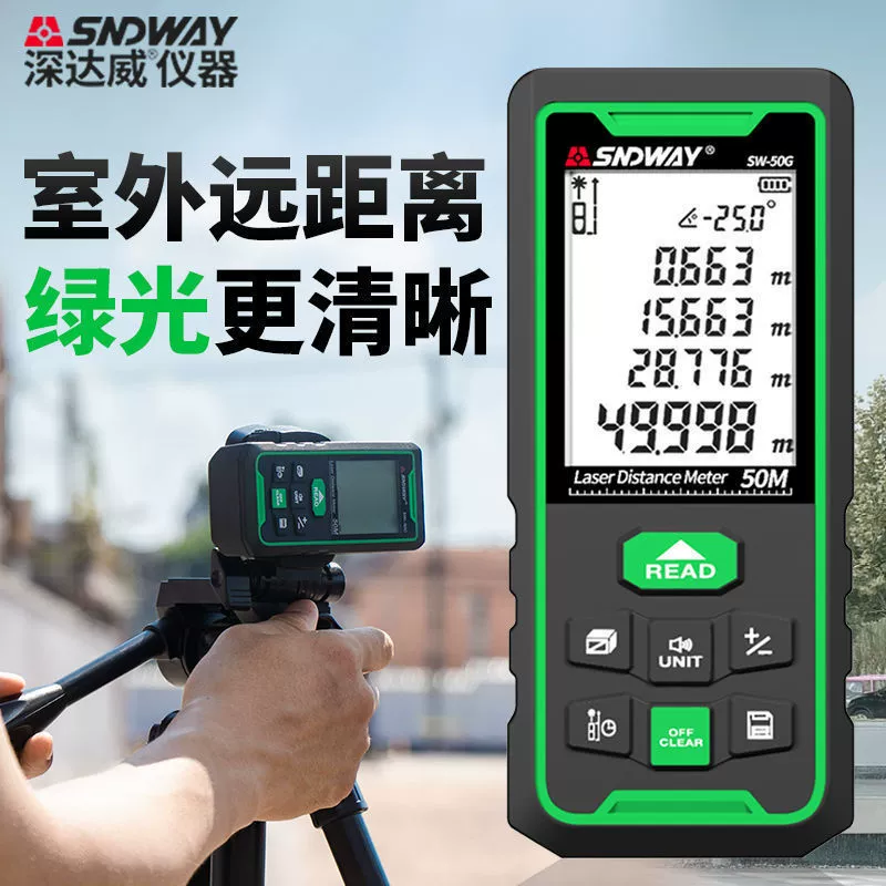 Лазерный дальномер Shendawei SW-M100A, высокоточный инфракрасный измерительный прибор, универсальная цифровая линейка для внутреннего и наружного использования