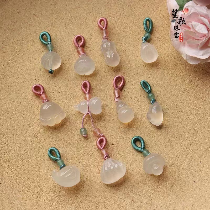 纯天然玉髓小吊坠串珠手链diy玉石手绳编织饰品配件配饰材料女