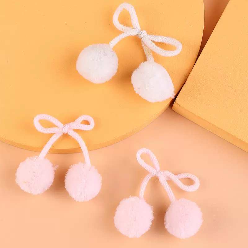 蝴蝶结开司米毛绒球绳子对对球手工diy饰品发夹配件小毛球