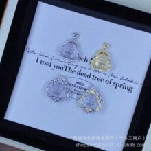 厂家S925银镶嵌水沫玉天然石岩质玉佛公吊坠饰品配件项链批发锆石