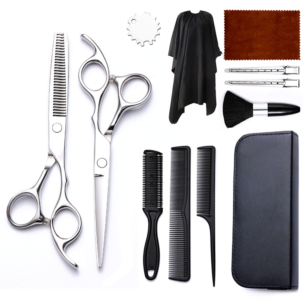 Corte de pelo tijeras transfronterizas amazonas color tijeras de dientes planas cortadas delgadas frange tijeras divisorias fábrica de tijeras al por mayor set de tijeras de peluquería