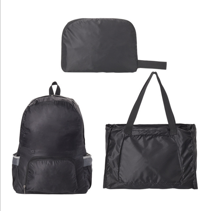 Black folding backpack, upgraded version