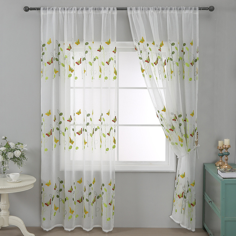 Colorful Butterfly curtain small fresh lace yarn curtain living room bedroom kitchen study partition decorative bay window curtain Colorful Butterfly curtain small fresh lace yarn curtain living room bedroom kitchen study partition decorative bay window curtain