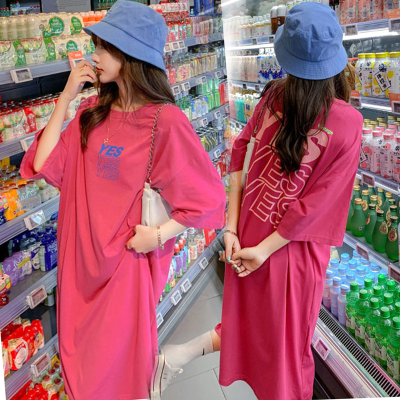 Maternity dress summer half-sleeve loose knee-length maternity dress Korean style summer dress long dress