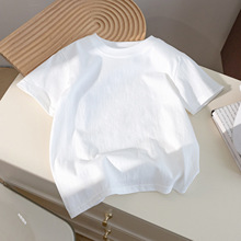 特价儿童短袖t恤时尚新款中大童白色棉质男女童装简约圆领打底衫