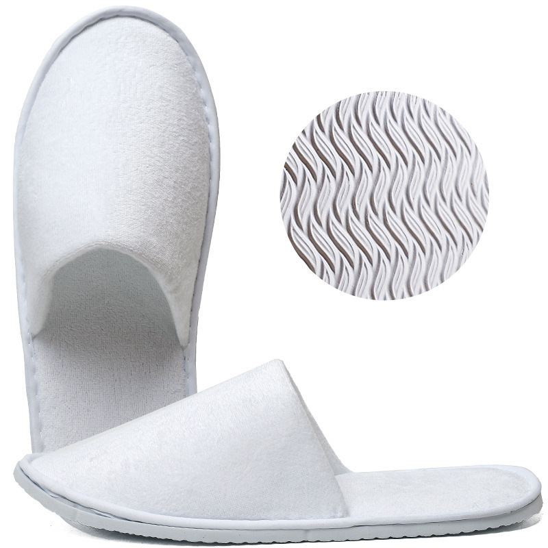 한유 화이트 엣지 컷 벨벳 슬리퍼 (프리사이즈, 38~44 사이즈에 적합, 6mm 두께의 미끄럼 방지 밑창)