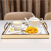 托盤金屬長方形家用美式簡約輕奢收納蛋糕面包水果盤茶盤小杯子盤