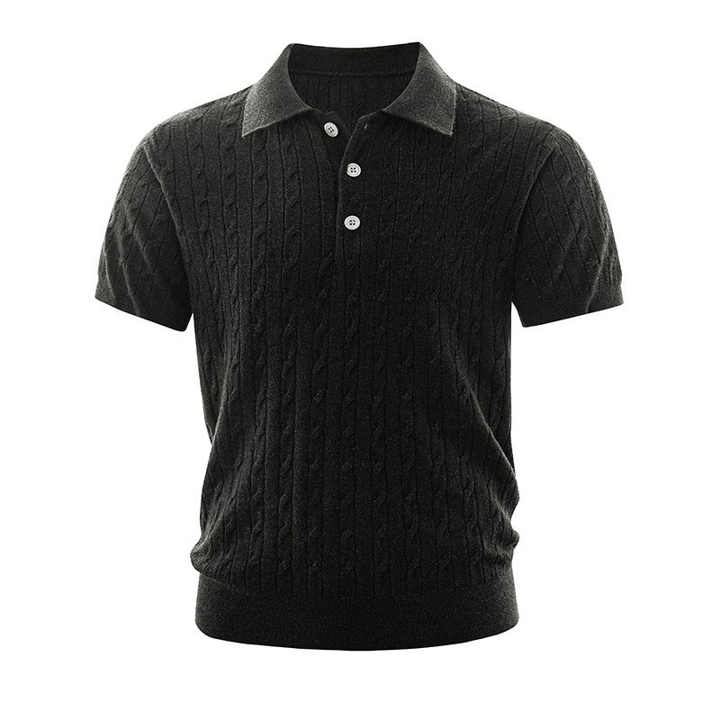 Polo camiseta de punto camiseta de manga corta camiseta de hombre rayas huecas retro viento de hielo de verano fábrica transfronteriza al por mayor