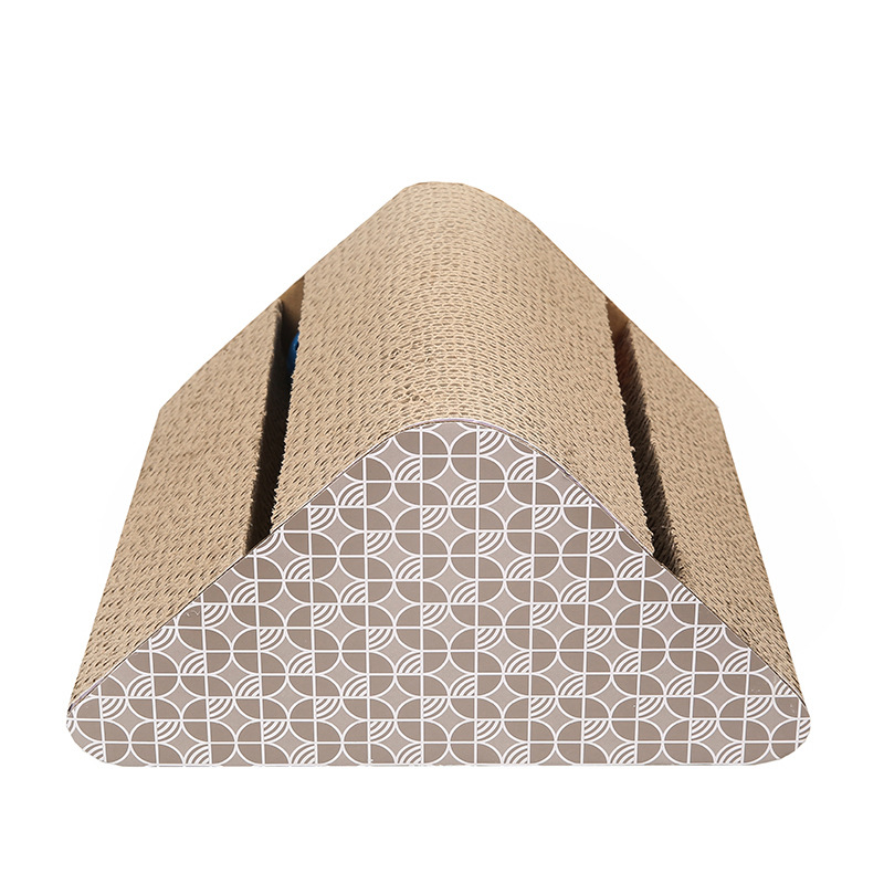 Le ViewSonic triángulo corrugado con forma de papel corrugado, placa de agarre para gatos, bola de campana incorporada, dispositivo de molienda de garras para mascotas, se puede procesar y personalizar