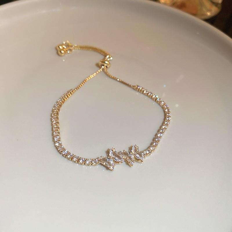 Oro real electrochapado circón Rosa fritillary flor pulsera elegante todo-fósforo pulsera luz lujo de alta calidad pulsera para las mujeres al por mayor