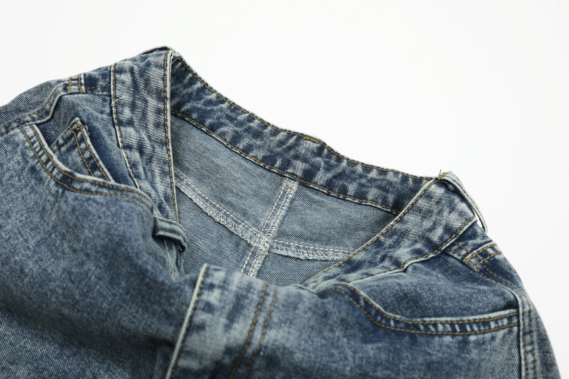 Korean-Style Distressed Washed Wide-Leg Jeans – Embroidered Star Details | Unisex Loose Fit Streetwear Denim Pants (S-XL, Blue/Black)​_mkmklike.com