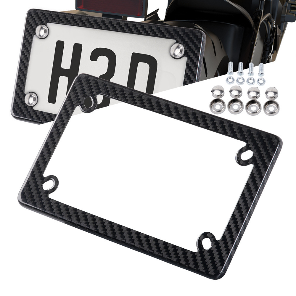 Motorcycle License Plate Frame Carbon Fiber License Plate Frame Dry Carbon Electric Vehicle Us Standard License Plate Holder Real Carbon Modification Accessories