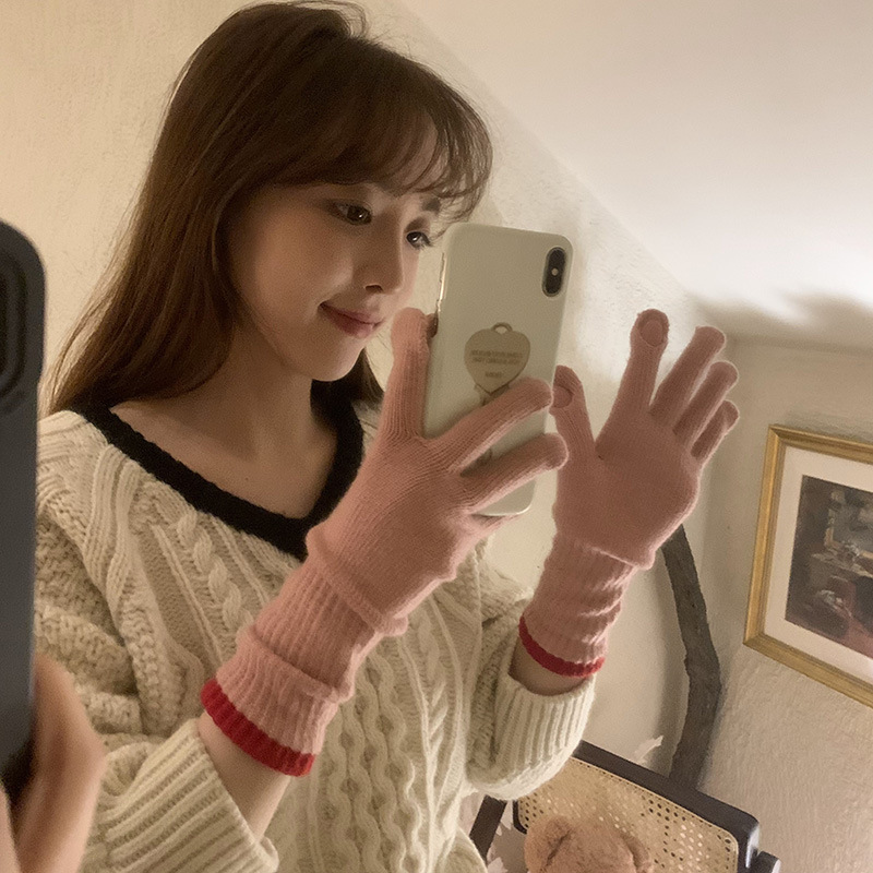 Guantes de punto personalizados multicolores opcionales envío rápido pantalla táctil dedos de fuga guantes personalizados fábrica de origen