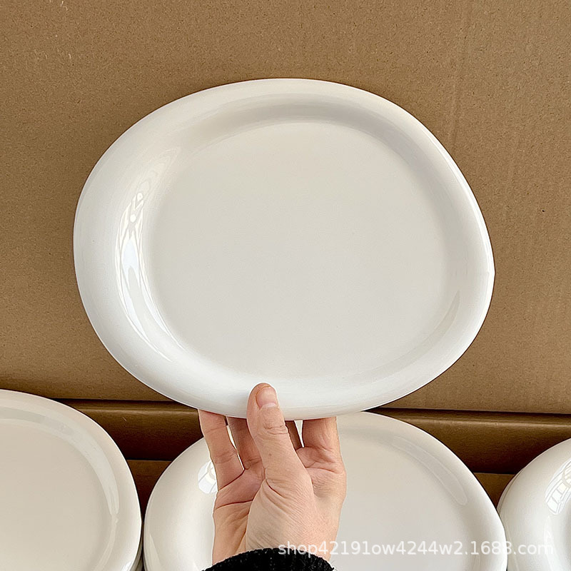 インスタイルセラミックプレートインターネットセレブぽっちゃり食器特殊な形のライト高級プレート朝食ケーキ白いデザートプレート|undefined