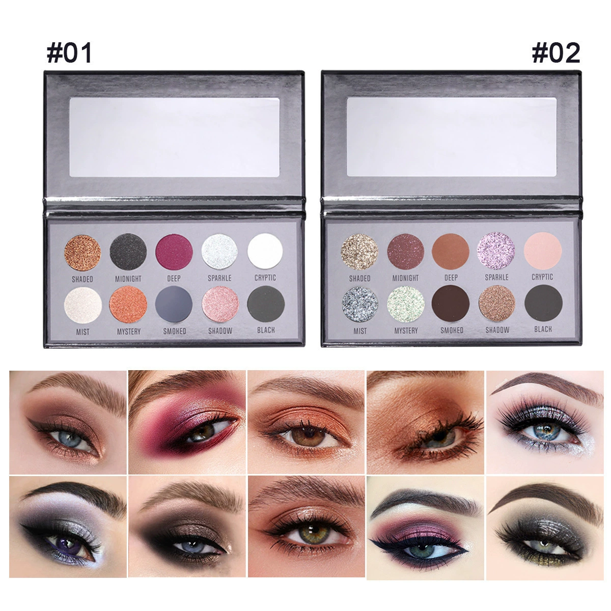 Cross-border MAFFICK 10-цветная палетка теней BLACK smoky makeup зерно светлый кристаллический глазной макияж новый опт