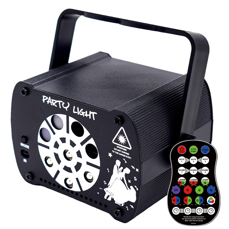 2024 transfronteriza 6 hoyos 8 hoyos UV luz de la etapa luz láser estroboscópica control remoto controlado por voz proyección atmósfera luz interior y al aire libre fiesta