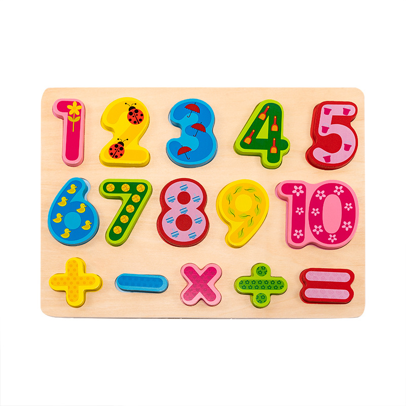 3D tridimensional rompecabezas de madera digital forma carta rompecabezas bloques de construcción a juego tablero de agarre de mano juguetes educativos para niños al por mayor