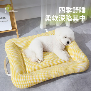 New dog kennel spring and summer pet kennel non-removable and washable dog kennel medium and small dog bed teddy ice silk cotton pet kennel