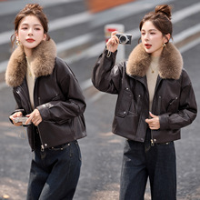 2025冬季新款加绒皮衣外套女短款气质时尚机车服加厚绵羊皮皮夹克