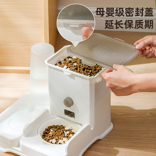 Cat bowl, dog bowl, grain basin, double bowl, ceramic large capacity water bowl, integrated automatic drinking water feeder, pet supplies