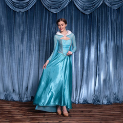 S-4XL Large Elsa Blue Princess Dress Halloween Snow White Costume Elsa Queen Costume Performance Costume