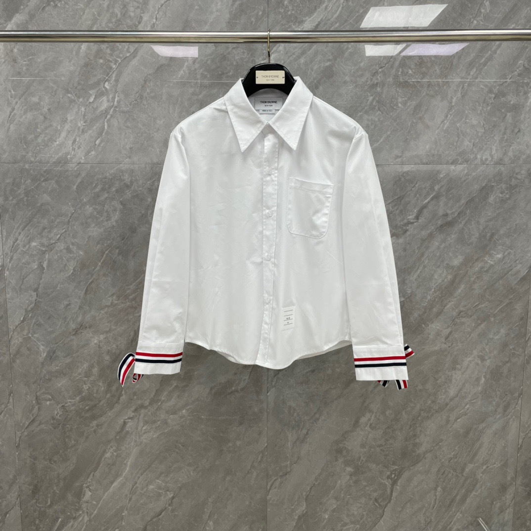 Factory Zhiying TB New Ribbon Long Sleeve College Style Shirt Women's Design Sense White Shirt Inner Top Women