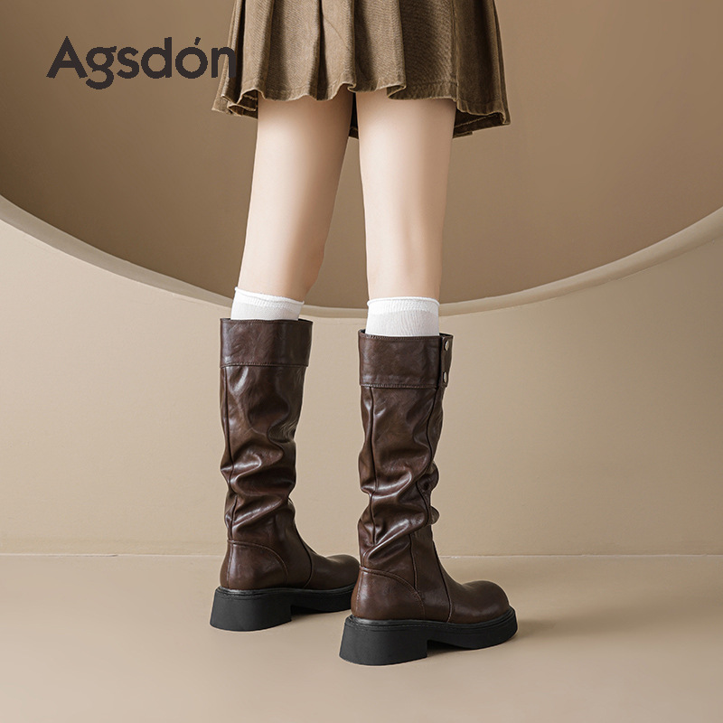 Botas de caída de agosto para mujeres otoño y invierno 2026 nuevas botas Martin de caída alta con base gruesa retro de lana delgada botas de pila
