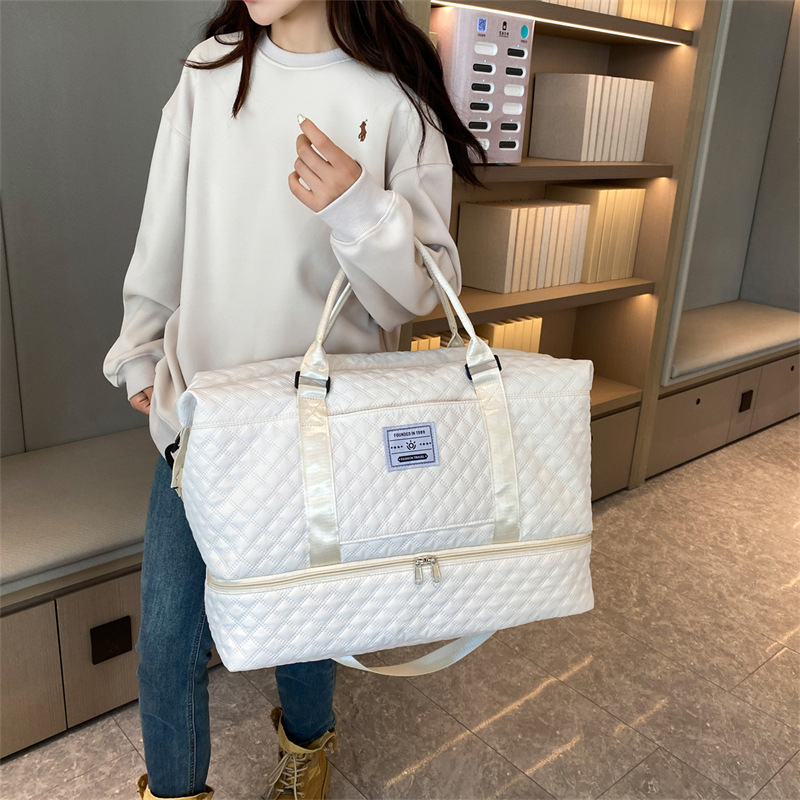 Estilo coreano bordado rómbica hilo bolsa de maternidad bolsa de almacenamiento crossbody portátil Madre y niño bolsa de yoga bolsa de fitness bolsa de viaje de gran capacidad