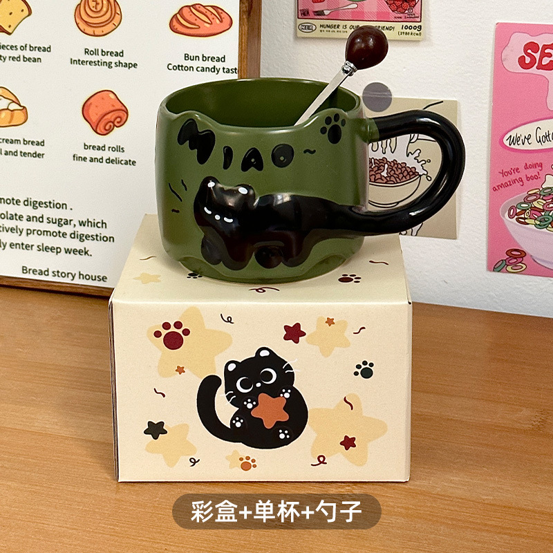 Taza de cerámica Taza de agua apilada de oficina Taza de café casera Taza de pareja de gato lindo Regalo femenino