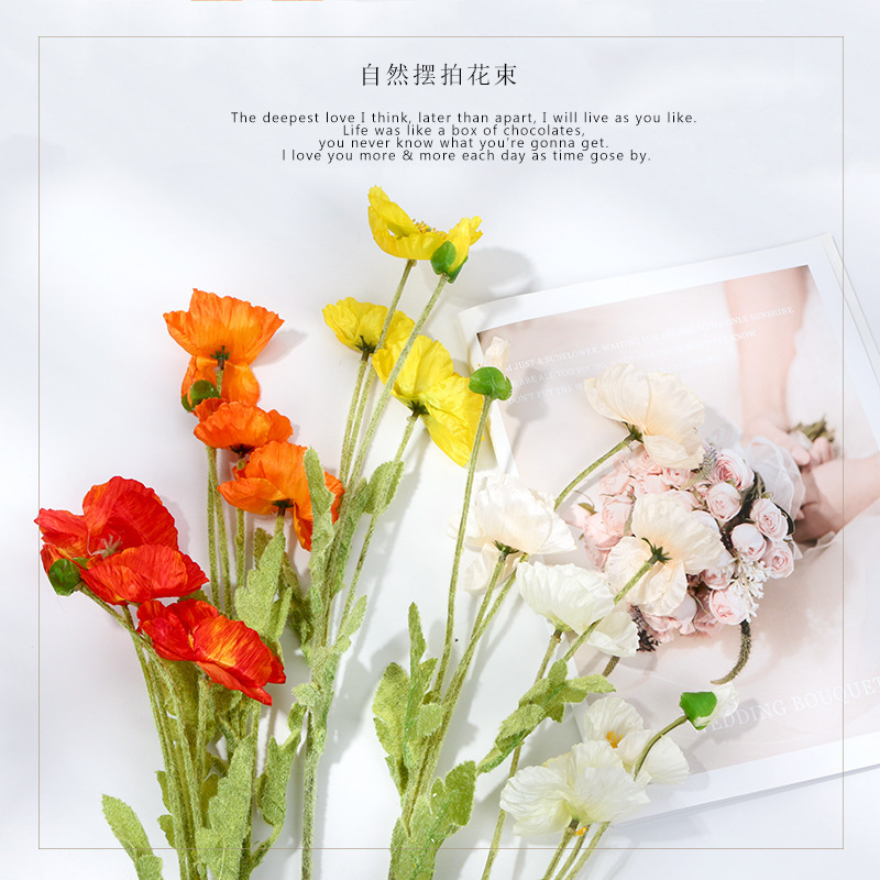 Photo Props Bouquet Poppy Artificial Flowers Artificial Flowers Ins Ornaments Jewelry Manicure Beauty Photography Decorative Background