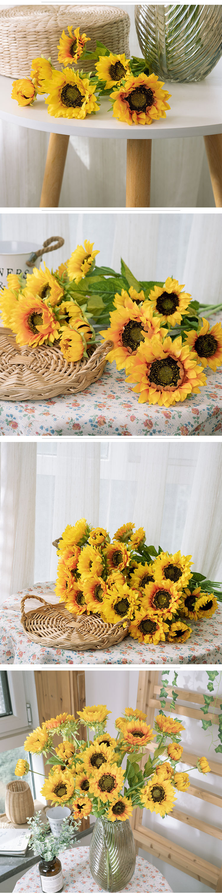 Sunflower flower simulation flower plant bonsai wedding decoration INS style simulation home rose flower MW68111_voghion.com