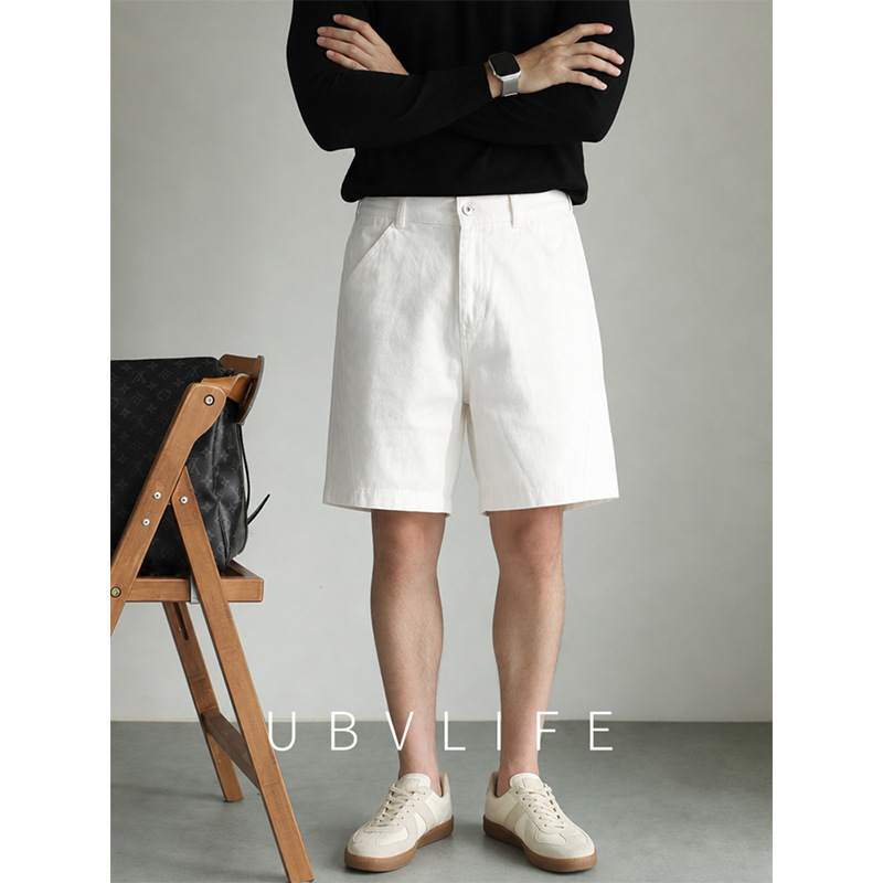 Twill Washed Cotton Three-Dimensional White Shorts for Men, Summer Vintage Distressed Old Money Style Casual Five-Point Shorts Men's Clothing Twill Washed Cotton Three-Dimensional White Shorts for Men, Summer Vintage Distressed Old Money Style Casual Five-Point Shorts Men's Clothing