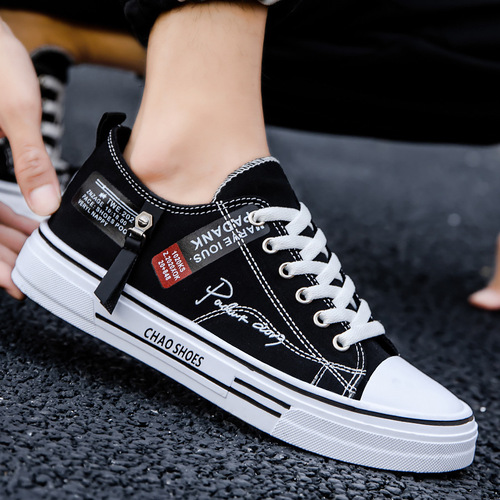 2024 Spring New Breathable Men's Canvas Shoes Hong Kong Style Men's Shoes Casual Cloth Shoes Trendy Lightweight Low-top Sneakers