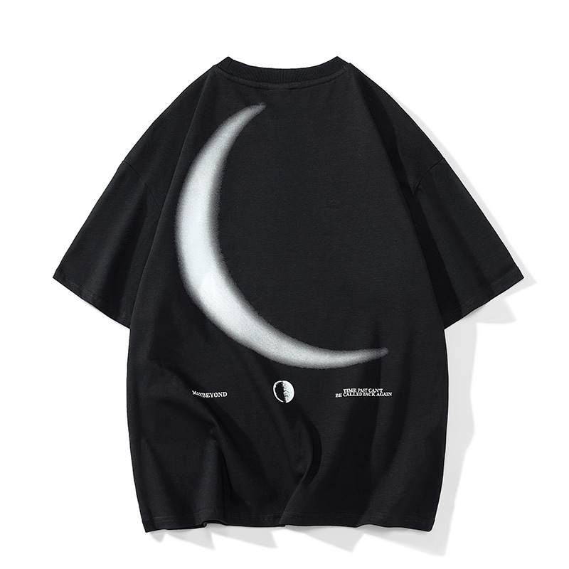 Dunkelgraues kurzärmliges T-Shirt für amerikanische College-Studenten für Herren, Sommermode, Markenmode für Junior-High-School-Schüler, reine Baumwolle, halbe Ärmel_voghion.com