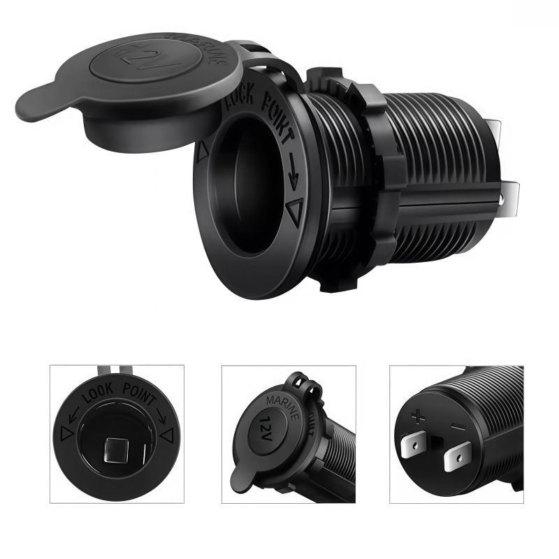 Car, Truck, Motorcycle, Electric Vehicle Modified Cigarette Lighter Socket 12-24V Black Without Light Cross-Border Hot-Selling Car