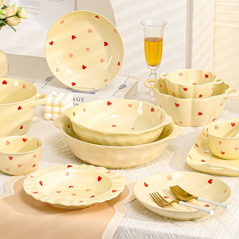Cream tableware, high quality ceramic set, spoon, french style