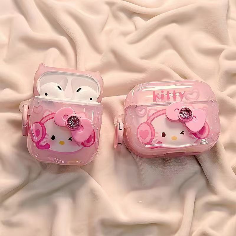 Cute gato para AirPods 1 / 2 / 3 / 4 generación pro3 protección de Apple auriculares estuche de auriculares Bluetooth inalámbrico