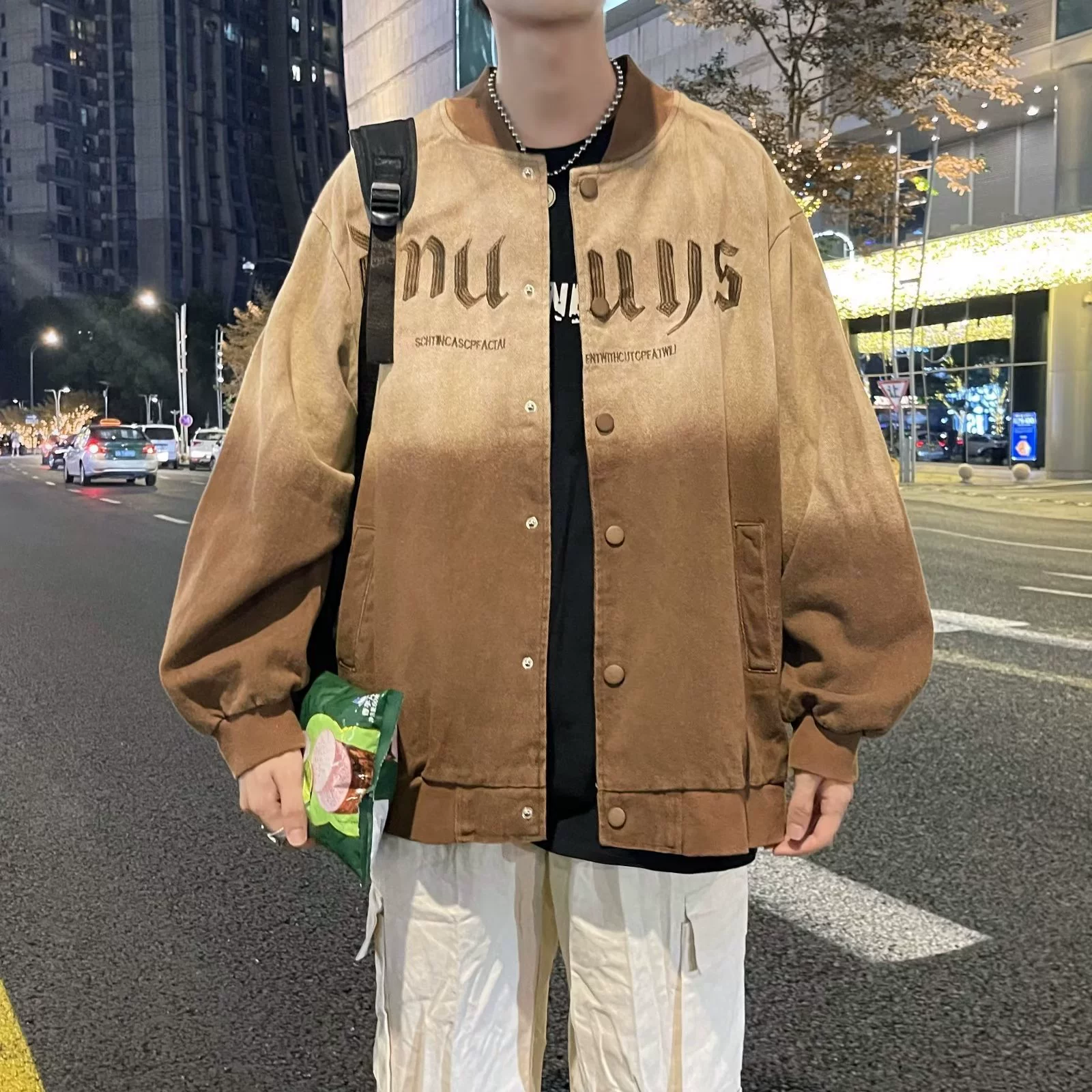 Градиентный бейсбольный костюм мужской осень 2022 новый американский ретро-алфавит вышивка свободный дикий пиджак пиджак