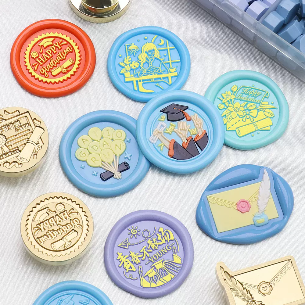 欧彩火漆印章章头毕业季学生毕业送礼火漆铜头学士帽黄铜印头