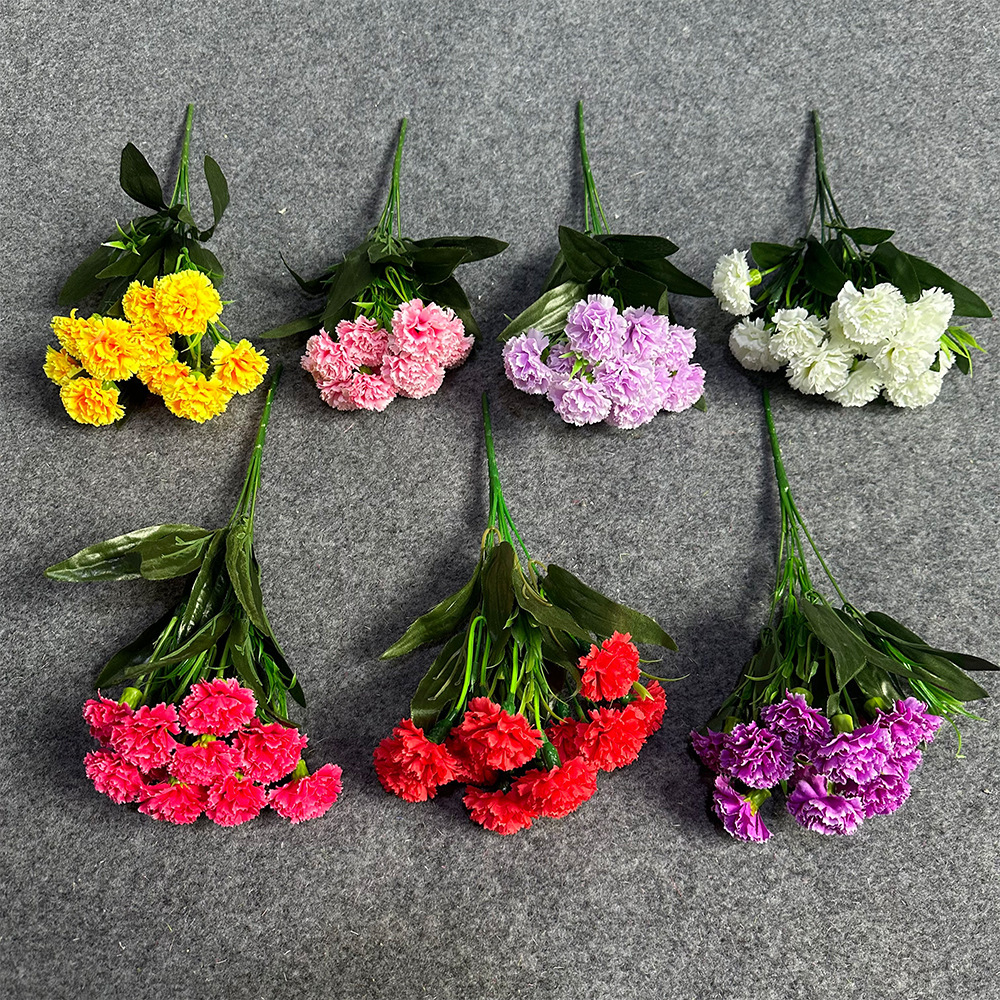 Ramo Artificial de Claveles de 12 Tallos, para Bodas y Decoración, Flores de Seda