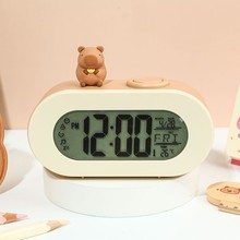 响指卡皮巴拉椭圆电子闹钟声控夜光显示温度倒计时学生叫醒闹钟