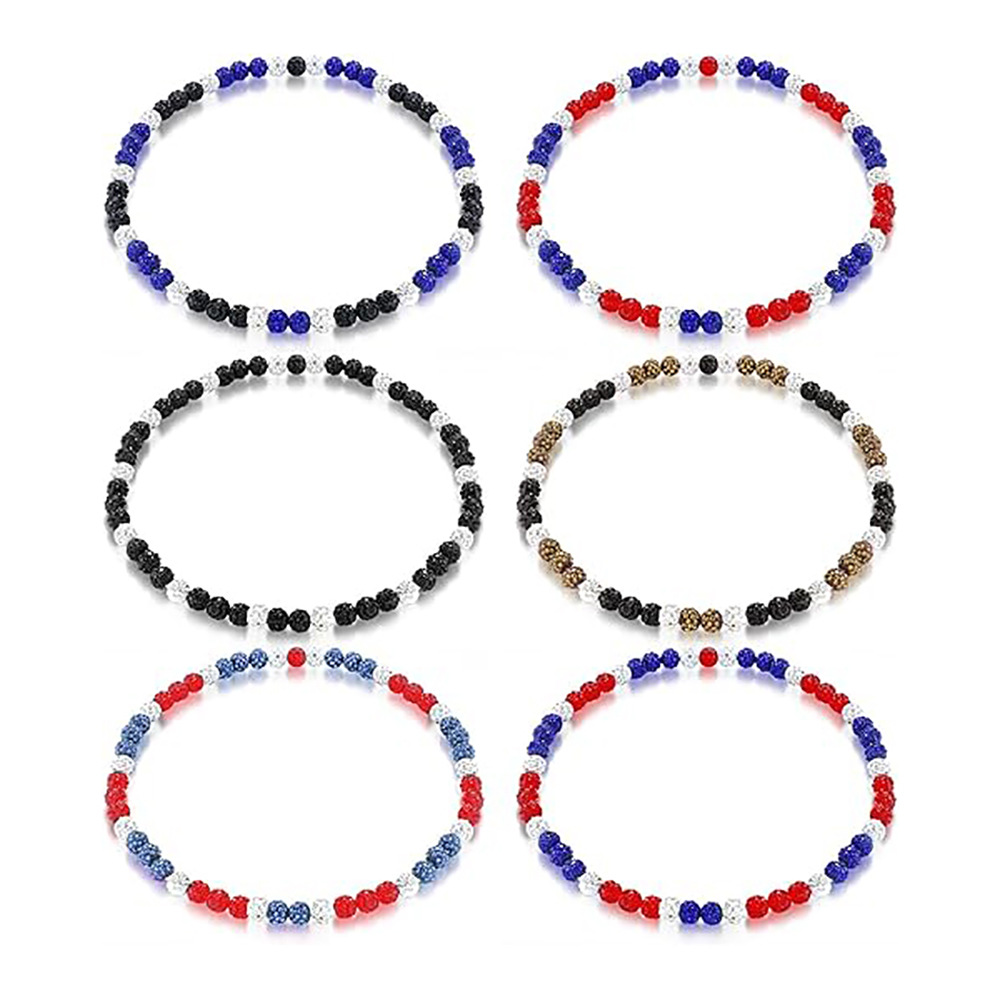 亚马逊跨境热销陶泥球水钻珠串项链.水钻球项链适合棒球队爱好者