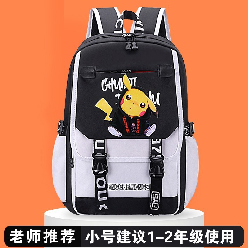 Venta al por mayor de nuevas mochilas escolares Pikachu para estudiantes de primaria, 3-6 grados, reducción de la carga, mochilas escolares para niños, mochila de gran capacidad recargable